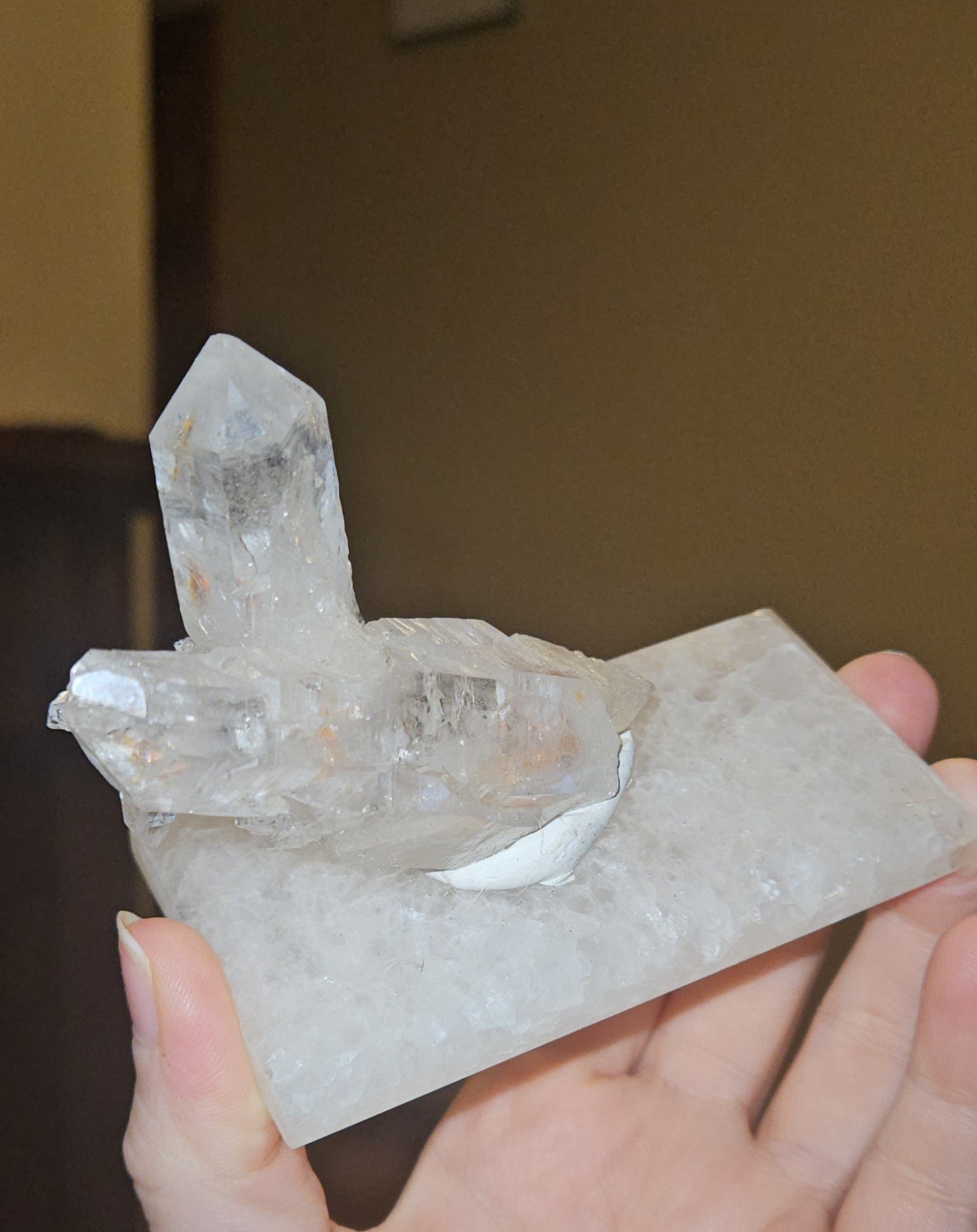 Brazilian Pink Lemurian Quartz with Quartz base