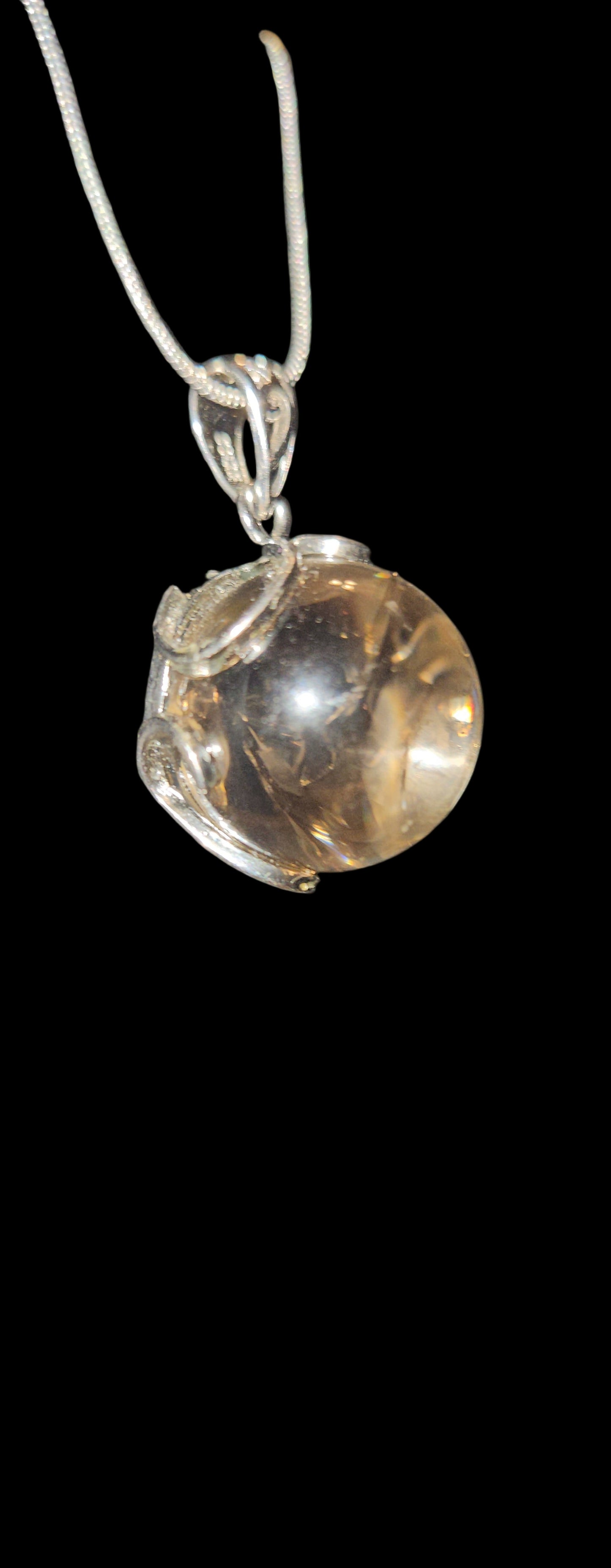 Smokey Quartz Sphere Necklace (S925)