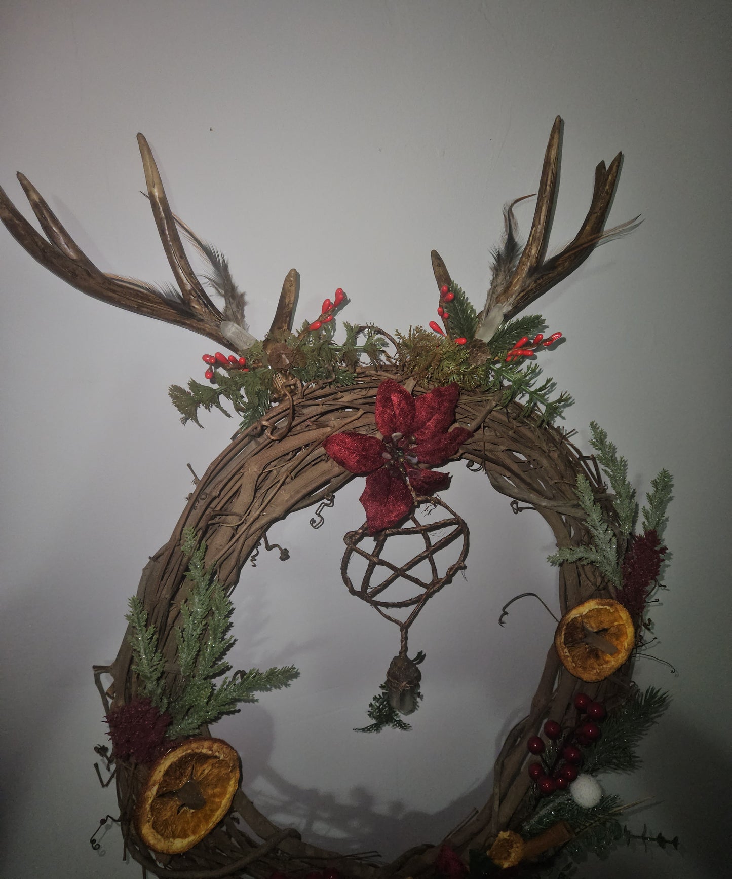 Yule Winter Solstice Crystal Infused Wreath