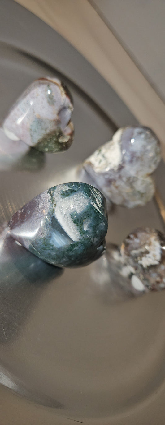 Moss Agate Hearts