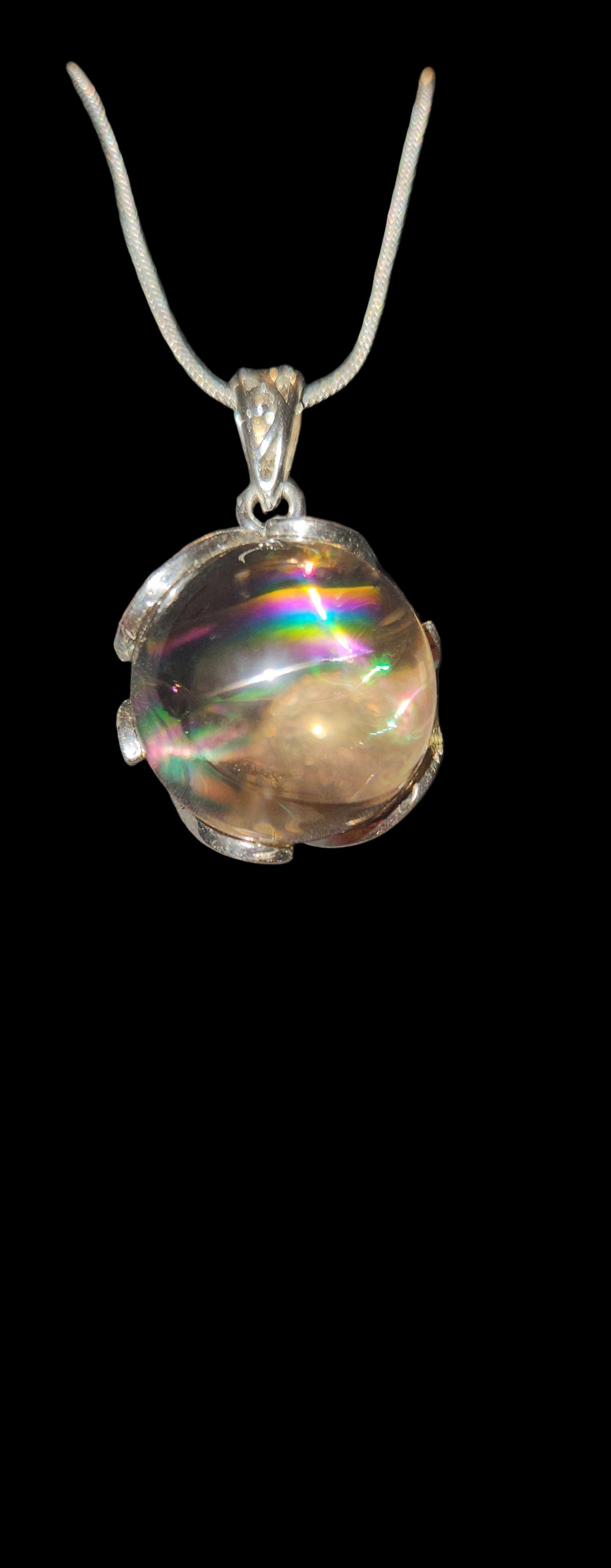 Smokey Quartz Sphere Necklace (S925)
