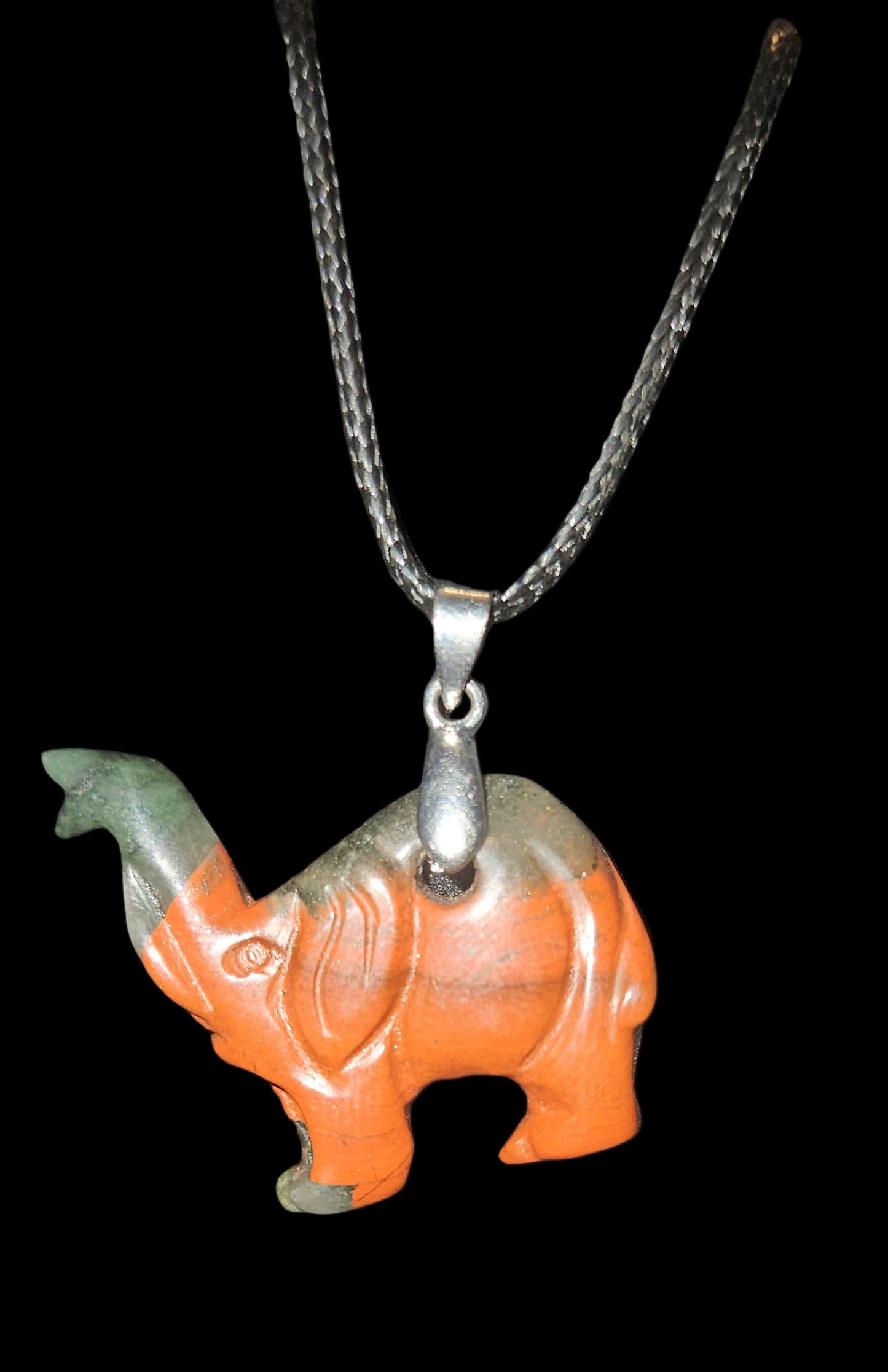 African Bloodstone Elephant Necklace