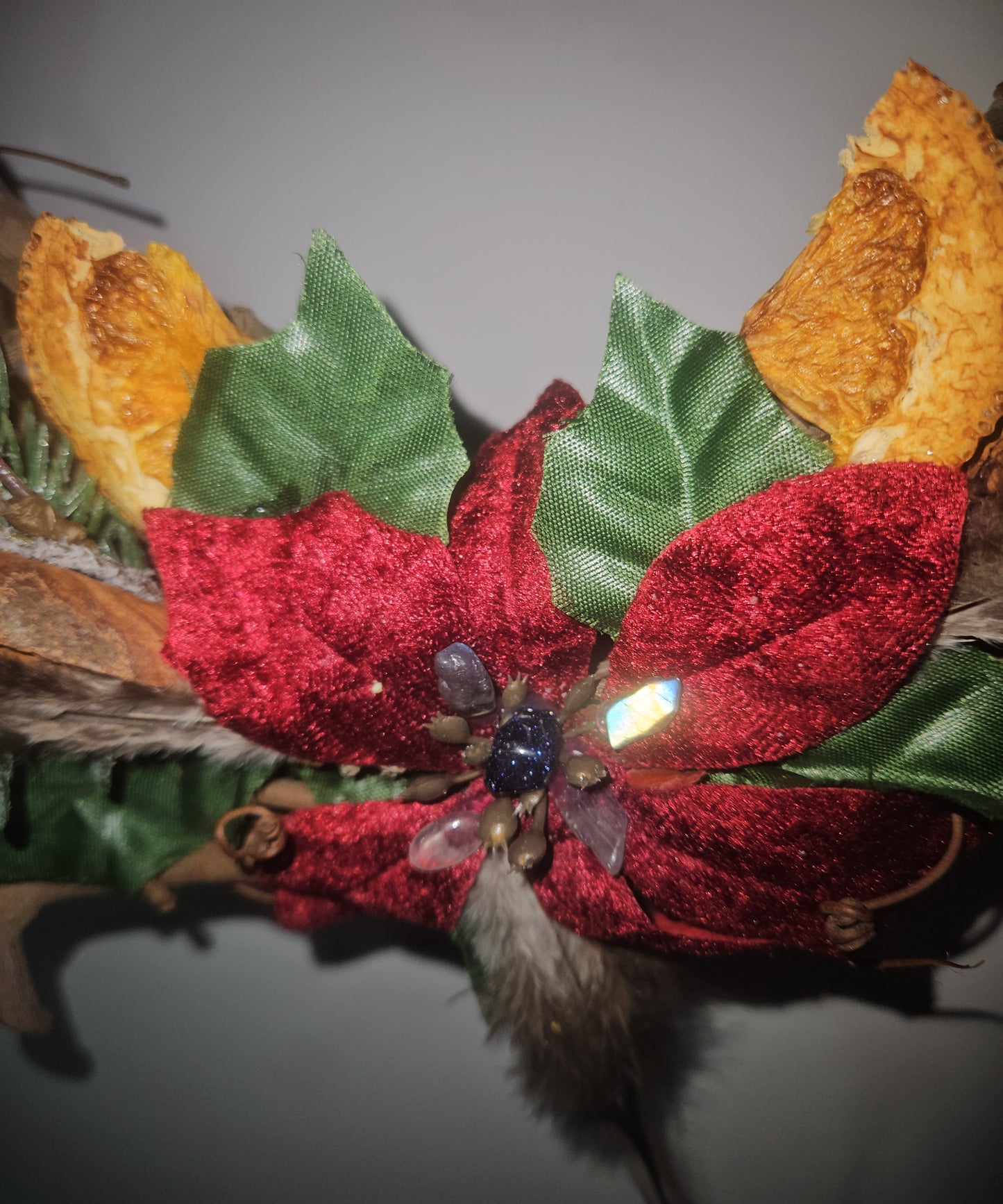 Yule Winter Solstice Crystal Infused Wreath