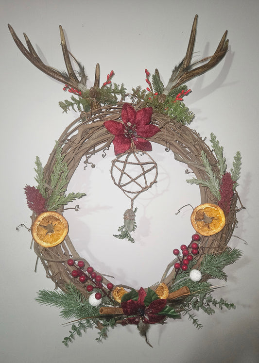 Yule Winter Solstice Crystal Infused Wreath