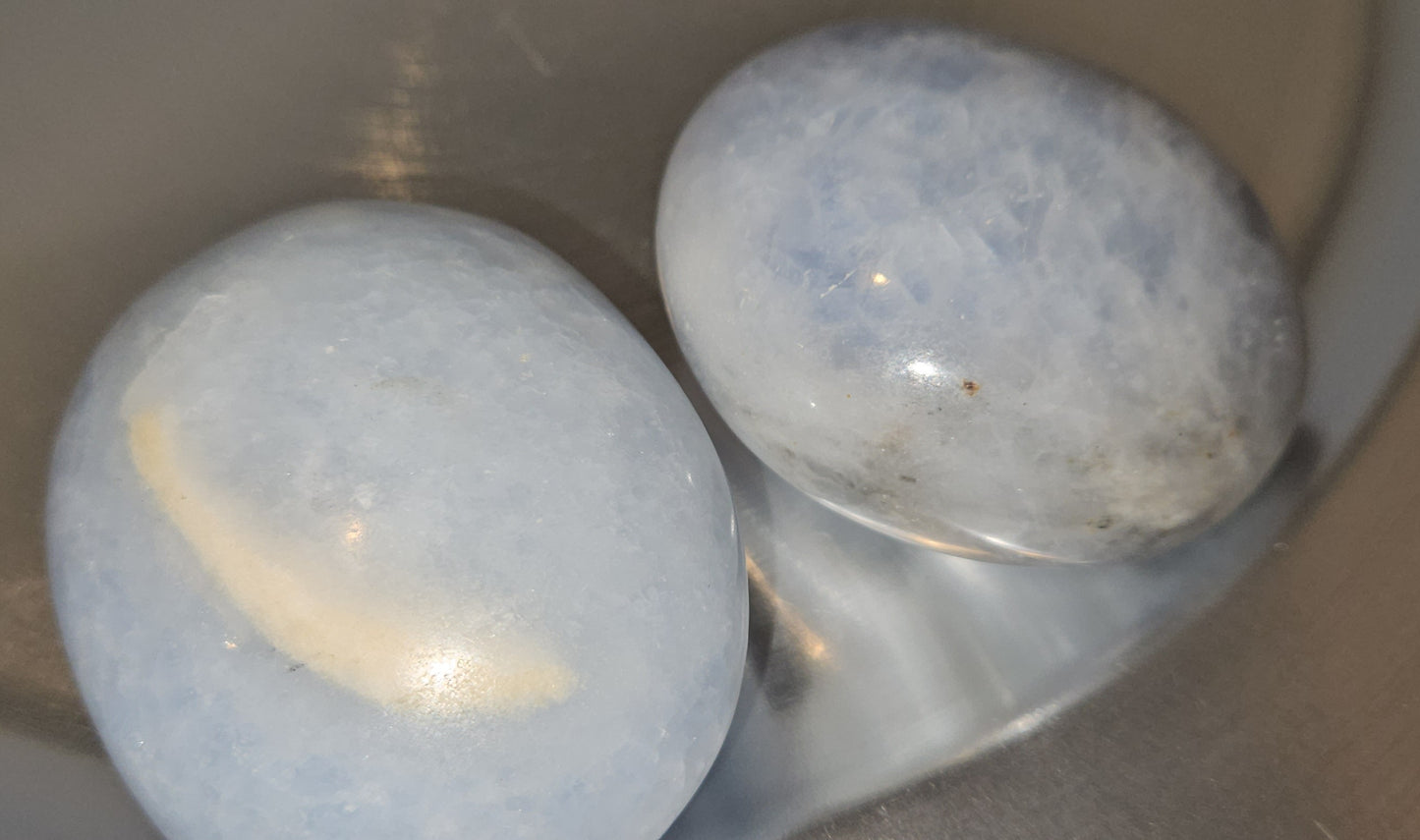 Blue Calcite Palm Stone