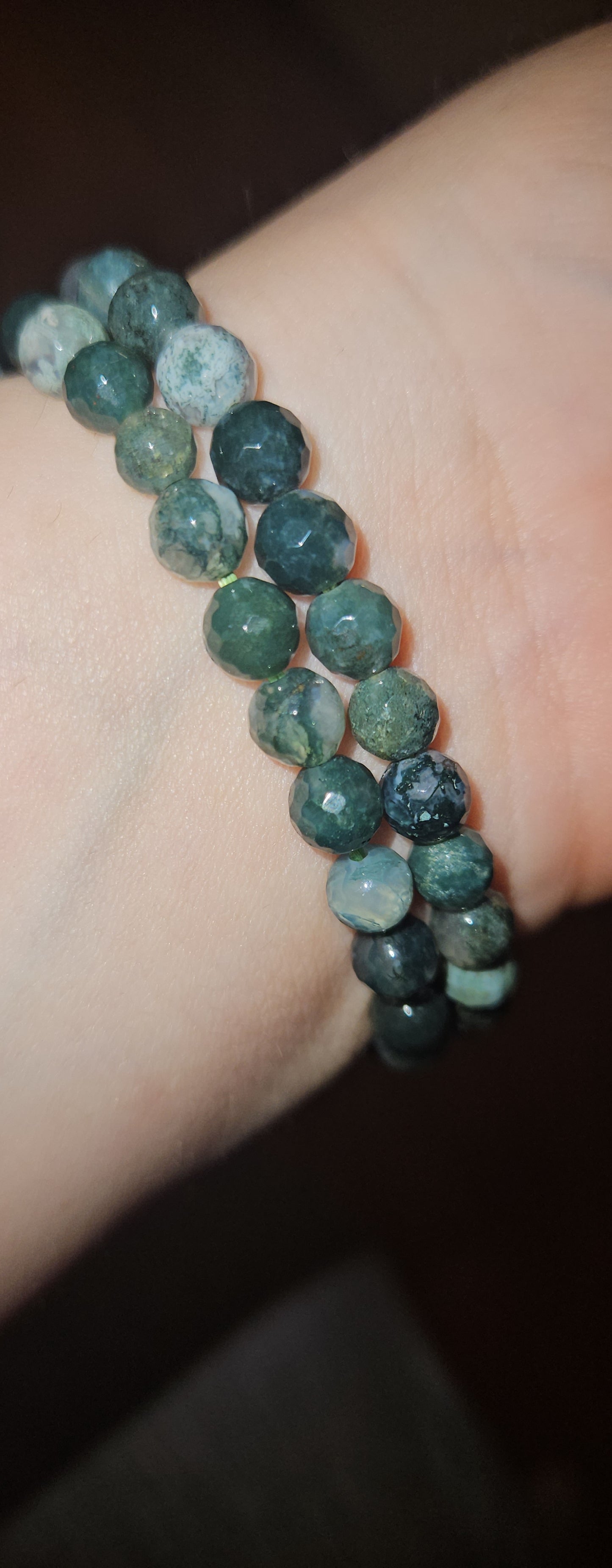 Moss Agate Faceted Bracelet