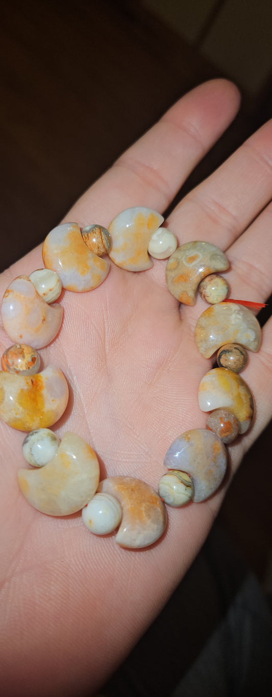 Coral Fossil Moon Bracelet